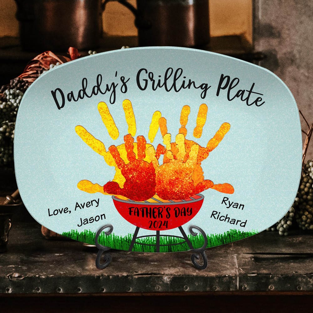 Personalised Daddy's Grilling Plate with Handprint Father's Day Gifts