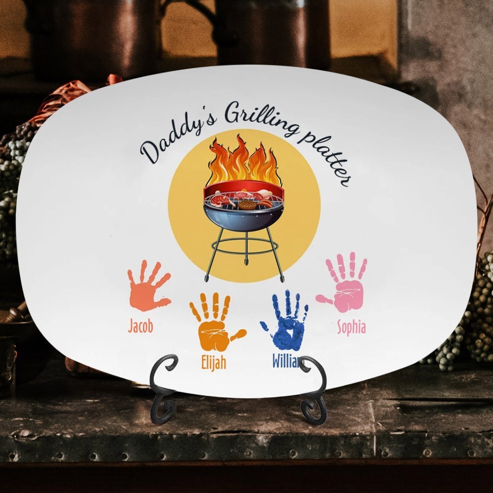 Personalised Daddy's Grilling Platter With Handprint Father's Day Gifts