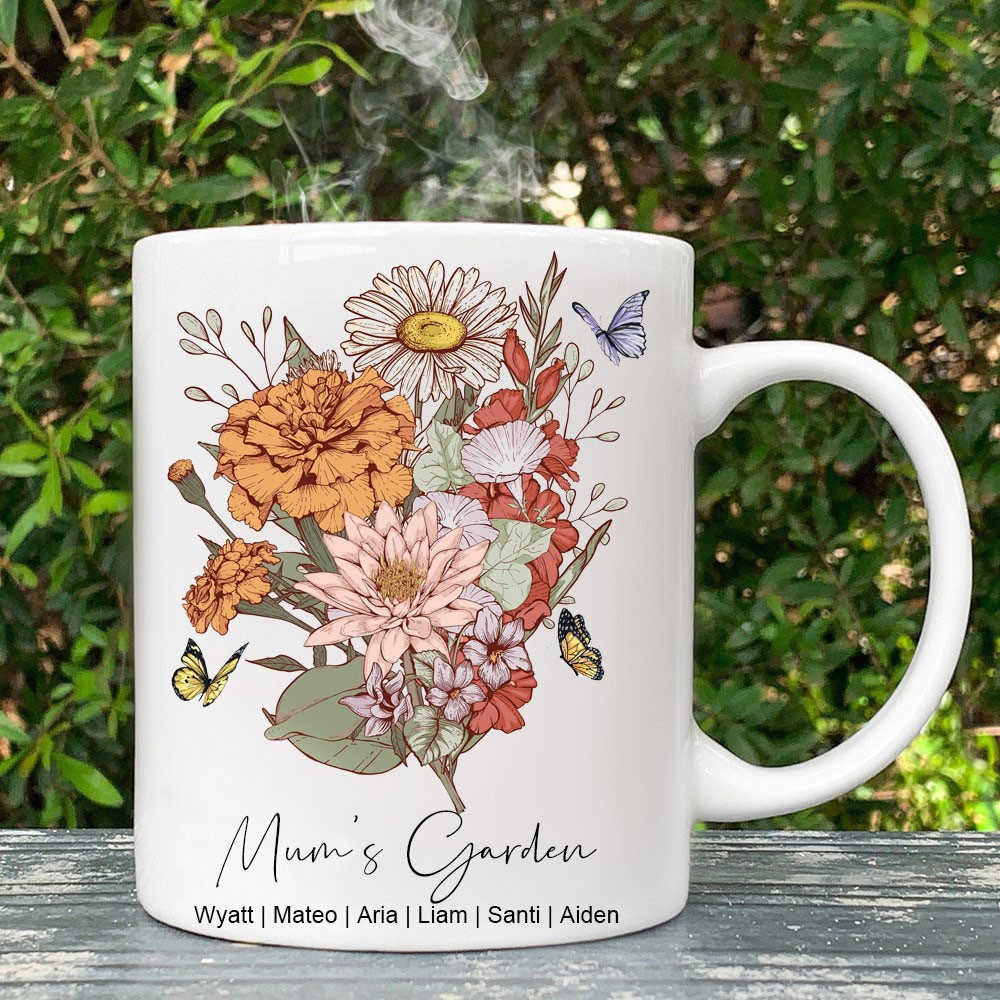 Custom Mum's Garden Birth Flower Bouquet Mug Mother's Day Gift Personalised Keepsake Gift For Mum Grandma