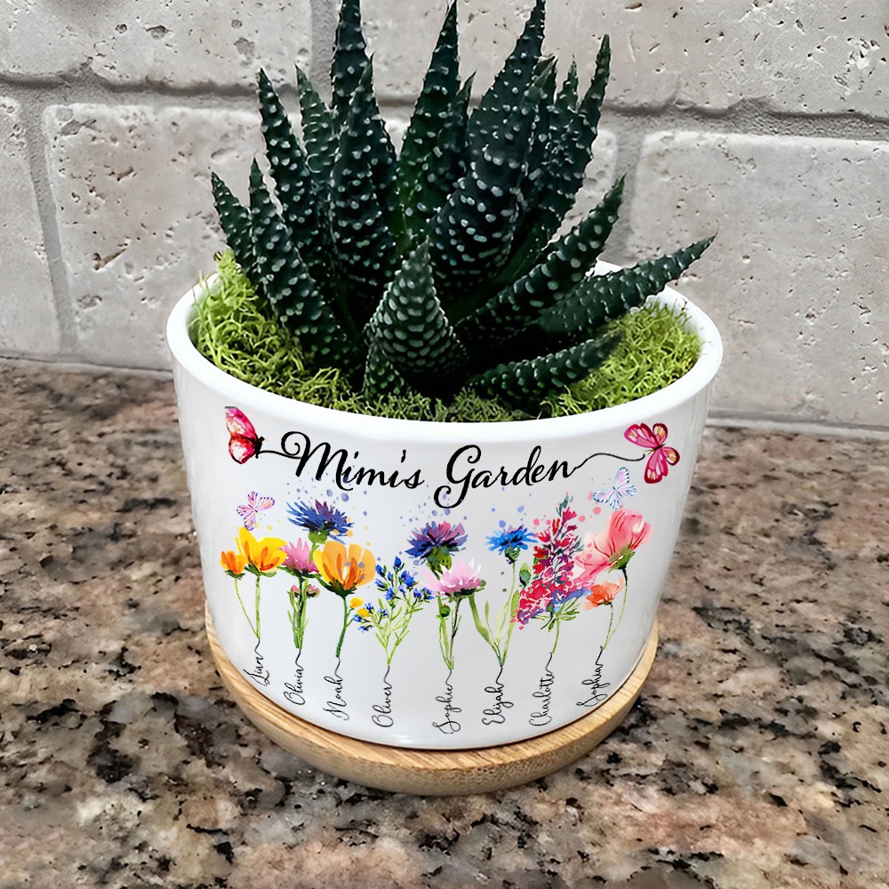 Personalised Mimi's Garden Birth Flower Scculent Pot 