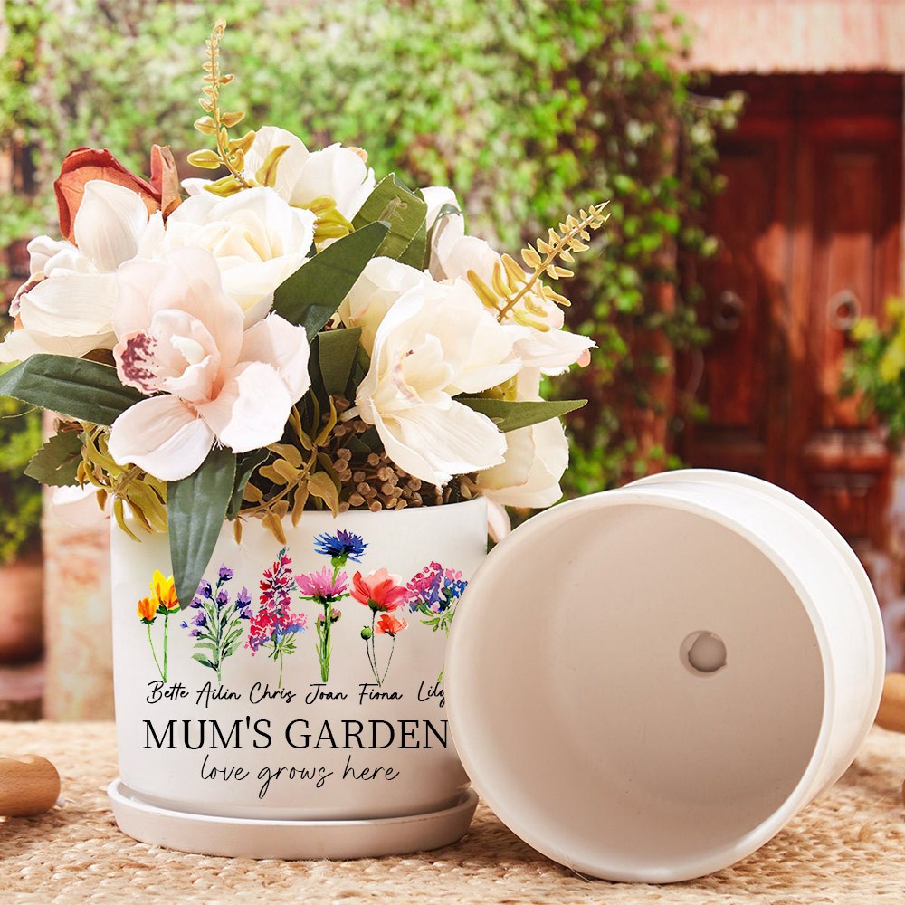 Personalised Love Grows Here Birth Flower Pot Mother's Day Gift
