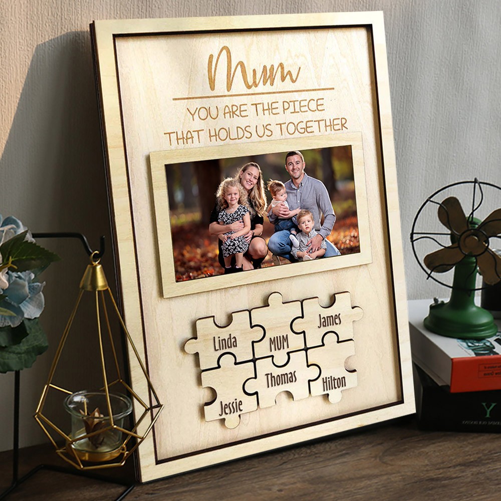 Personalised Family Photo Wooden Puzzle Frame for Mum