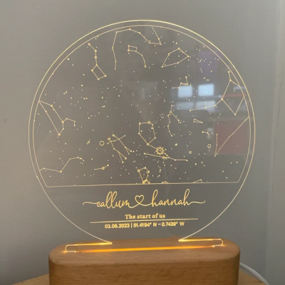 Personalised Star Map Night Light Unique Anniversary Gift for Her Stars Chart Gift for Couples Christmas Gift
