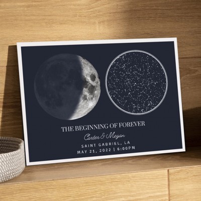Personalised Star Map and Moon Phase Frame Keepsake Gifts for Couples Anniversary Gift Christmas Gift