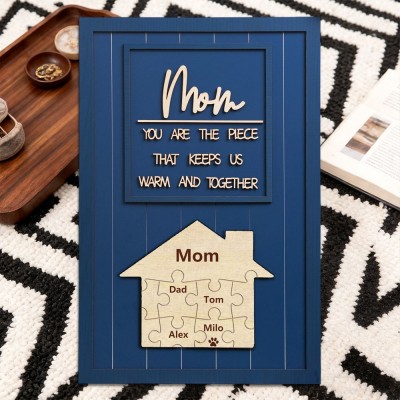 Mum You Are The Piece That Holds Us Together Personalised Mum Puzzle Piece Name Sign with Kids Names Gifts for Mum Mother's Day Gift