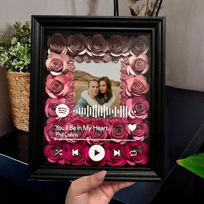 Personalised Spotify Song Name Flower Shadow Box Wedding Anniversary Gifts for Wife Valentine's Day Gifts for Her