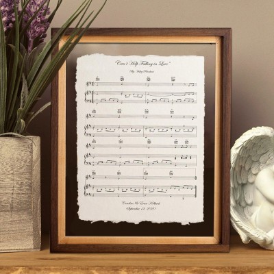Custom Wooden Sheet Music Art Frame 1st Wedding Anniversary Gift for Wife Husband Unique Gifts for Couples