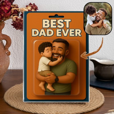 Best Dad Ever Block Plaque Custom Photo Dad And Kids Action Figure Acrylic Block Unique Gifts for Dad Father's Day Gift