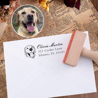 Custom Pet Portrait Address Stamp Personalised Return Address Stamp Gifts for Dog Lovers Memorial Gift for Pet Lovers
