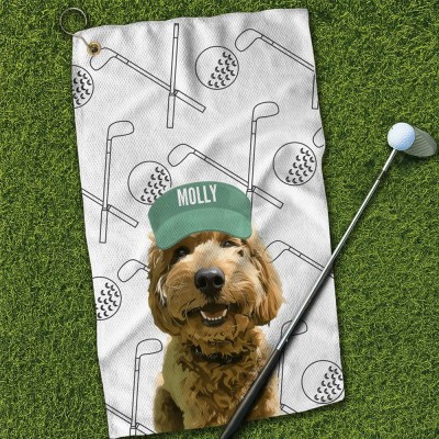 Personalised Pet Dog Golf Towel with Custom Pet Photo and Name Dog Lover Gifts Funny Golf Gift for Men