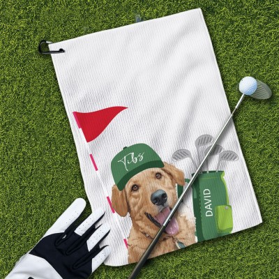 Personalised Pet Golf Towel with Pet Photo and Name for Pet Lovers Gifts for Dog Owners Golf Lover Gift