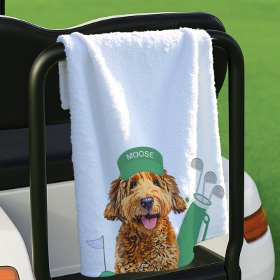 Custom Dog Golf Towel with Photo and Name for Dog Lovers Pet Memorial Gifts Golf Lover Gift