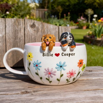 Custom Floral Pet Figure Mug Dog Owners Gift Memorial Gifts for Pet Lover Christmas Gift