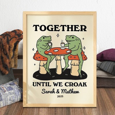 Personalised Frog Illustration Couple Print Wedding Anniversary Gifts Valentine's Day Gifts for Couples Engagement Gift