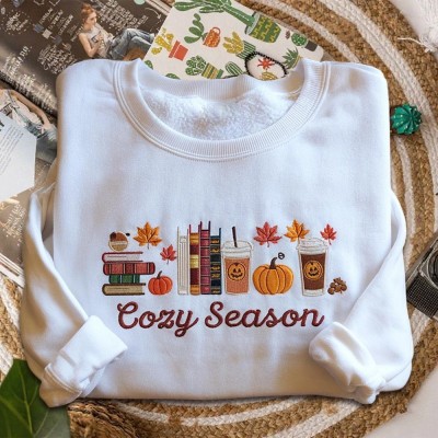 Cozy Season Embroidered Sweatshirt for Her Fall and Autumn Sweatshirt