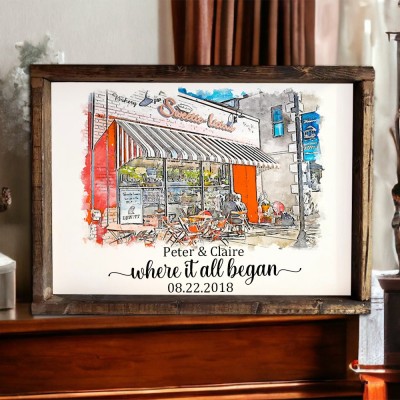 Custom Where It All Began Watercolor House Portrait From Photo Gifts for Anniversary Valentine's Day Unique Gift for Couple