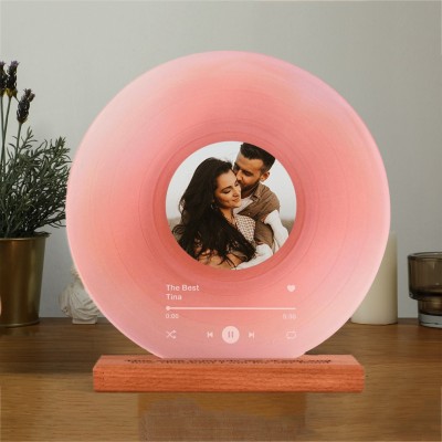 Personalised Couple Vinyl Record Song Plaque with Photo Anniversary Gifts for Wife Valentine's Day Gift for Couples