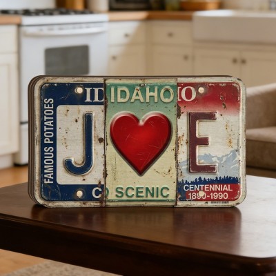 Personalised Couple License Plate Sign with Initials Keepsake Gifts for Her Him Anniversary Gift Valentine's Day Gifts