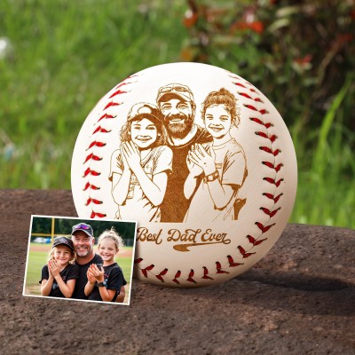 Custom Best Dad Ever Photo Baseball Keepsake Gifts for Dad Father's Day Gift Ideas