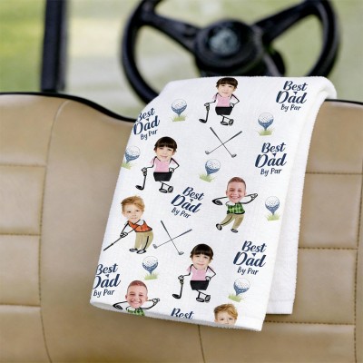 Personalised Kids Face Photo Golf Towel for Dad Golf Accessories For Men Unique Golf Lover Gifts