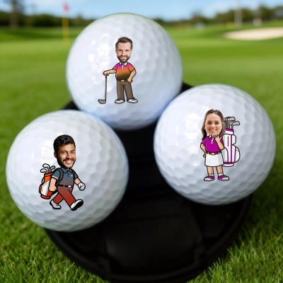 Personalised Cartoon Face Photo Golf Balls Golf Gifts for Him Her Unique Golf Lover Gifts Anniversary Gifts Groomsmen Gift