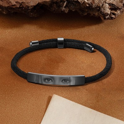 Custom Engraved Human Eye Photo Bracelet for Girlfriend Boyfriend Anniversary Gift Valentine's Day Gift for Couples