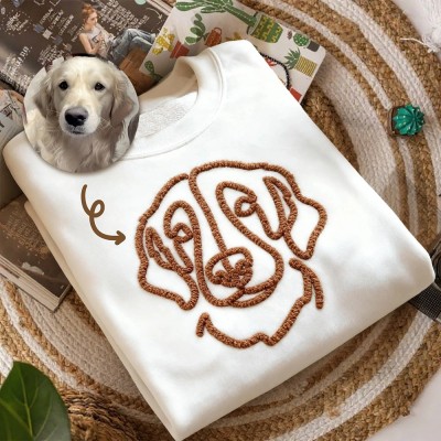 Custom Dog Face Chenille Yarn Embroidered Sweatshirt Gifts for Dog Mum Pet Lover Gift Christmas Gift