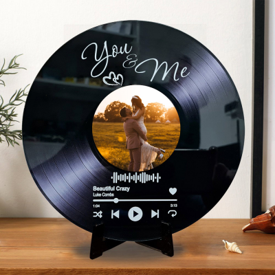 Personalised Song Plaque Vinyl Record with Wood Stand Unique Wedding Anniversary Gifts Valentine's Day Gift for Couples