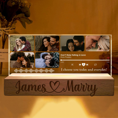 Personalised Spotify Song Couple Collage Photo Night Light Anniversary Gift Ideas Valentine's Day Gifts for Couples