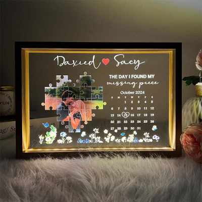Personalised The Day I Found My Missing Piece Night Light Frame Keepsake Gift for Couple Anniversary Gift Valentine's Day Gifts