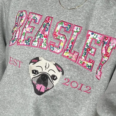 Personalised Pet Sweatshirt with Embroidered Dog Face on It Pet Lover Gifts Christmas Gift