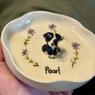 Custom Pet Figurine Jewelry Dish with Name Dog Owner Gift Unique Gift for Pet Lovers Christmas Gift
