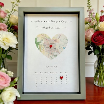 Personalised Our Wedding Day Location Map Frame Unique Gift for Couples Wedding Anniversary Gift Valentine's Day Gifts