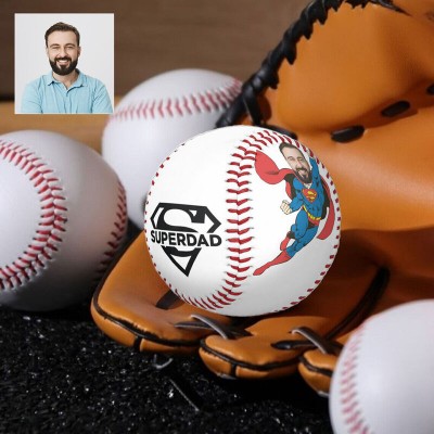 Custom Super Dad Head Photo Baseball Unique Fun Gift For Dad Father's Day Gift Ideas