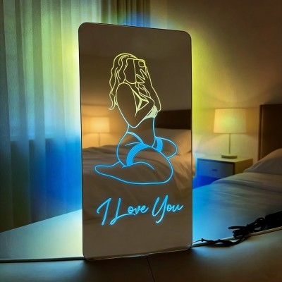 Custom Seductive Portrait Mirror LED Night Light Unique Gift for Couples Birthday Gift for Boyfriend Valentine's Day Gift