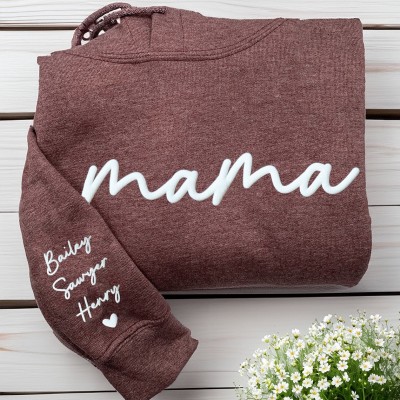 Personalised Mama Sweatshirt with Kids Names on Sleeve Birthday Gift for Mum New Mum Gift Mother's Day Gift Ideas