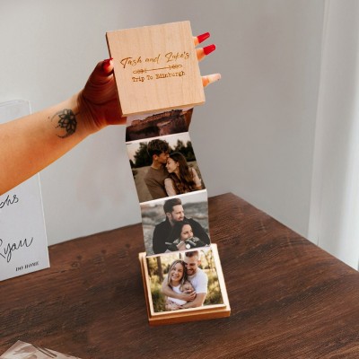 Personalised Pull Out Wooden Photo Box Unique Gifts for Couples Anniversary Gift for Him Valentine's Day Gifts for Boyfriend