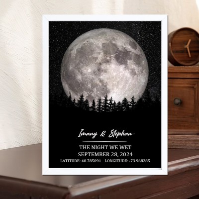 Personalised The Night We Met Moon Phase Print Frame Anniversary Gift Ideas for Wife Valentine's Day Gift for Couple Unique Birthday Gift