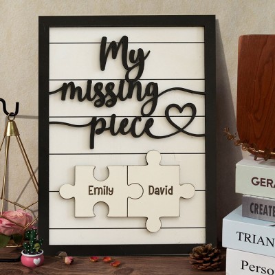 Personalised My Missing Piece Puzzle Piece Name Sign Valentine's Day Gifts for Boyfriend Husband Anniversary Gifts