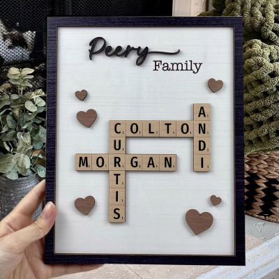 Personalised Scrabble Wooden Puzzle Sign with Kids Names Unique Gifts for Mum Grandma Mother's Day Gift Ideas