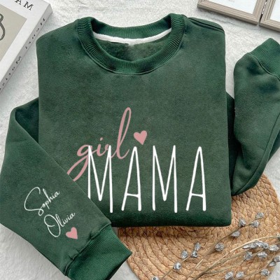 Personalised Girl Mama Sweatshirt with Kids Names on Sleeve New Mum Gift Mumma Birthday Gifts Mother's Day Gift Ideas