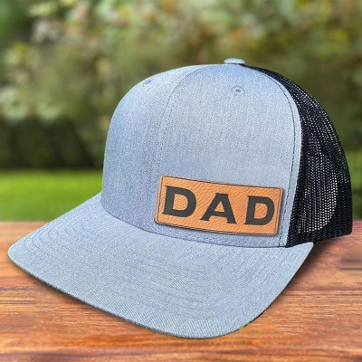 Personalised Dad Leather Patch Hat for Father's Day Gift New Dad Gift Keepsake Gifts for Dad Grandpa