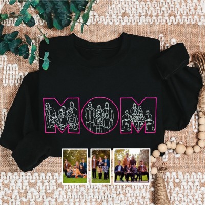 Custom Mum Embroidered Portrait Photo Sweatshirt New Mum Gift Unique Gifts for Mum Mother's Day Gift Ideas