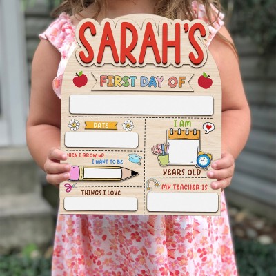 Personalised First And Last Day of School Wooden Sign Photo Prop Gifts for Kids Back to School Gifts