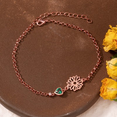 Personalised Birth Month Flower Bracelet with Birthstone Design for Women Gift for Mum Grandma Birthday Gifts for Her