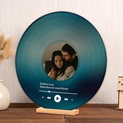 Personalised Couple Song Plaque Vinyl Record with Photo Anniversary Gifts for Her Him Valentine's Day Gifts for Couple