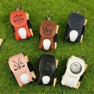 Personalised Leather Golf Ball & Tee Bag Holder with Name Unique Golf Accessories Golf Lover Gifts Birthday Gift for Dad