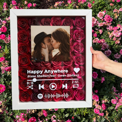 Custom Music Share Spotify Code Flower Shadow Box With Photo Couple Gift For Her Christmas Gift Ideas
