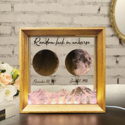 Personalised Moon Phase Print Night Light Frame Lamp Sign Keepsake Gifts for Couple Anniversary Gifts for Him Unique Birthday Gift