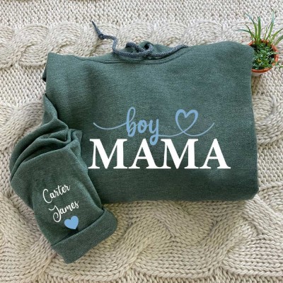 Personalised Boy Mama Sweatshirt with Kids Names on Sleeve for Mum New Mum Gift Mumma Birthday Gifts Mother's Day Gift